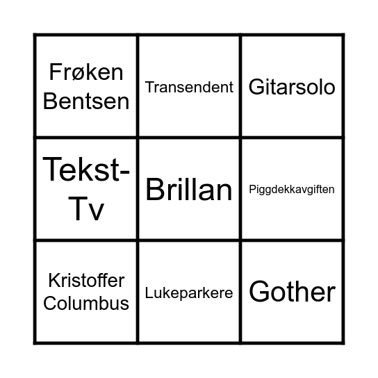 Runde 1 - Andy The Candy Bingo Card