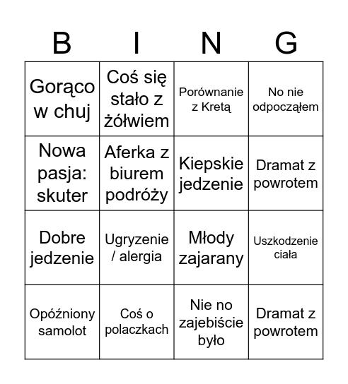 Sławeczkowe Bingo Card