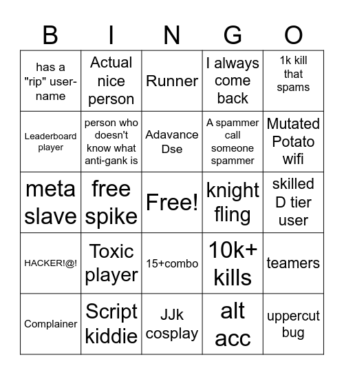 PROJECT SMASSHH Bingo Card