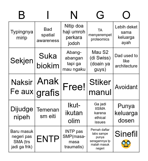 PATHETIC TWINS Bingo Card