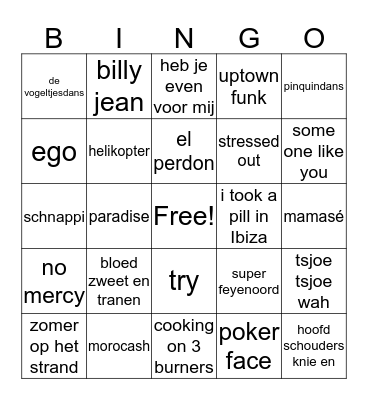 muziekbingo Card