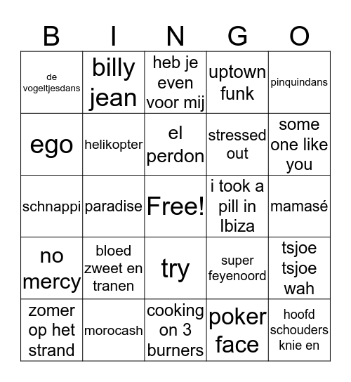 muziekbingo Card