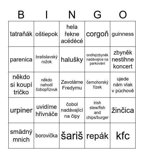 Bratislava 2024 Bingo Card