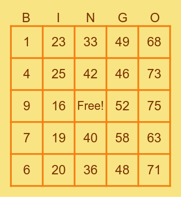 SAWA Bingo! Bingo Card