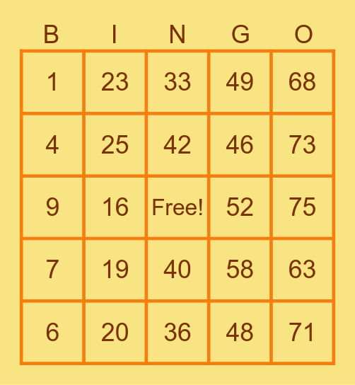 SAWA Bingo! Bingo Card