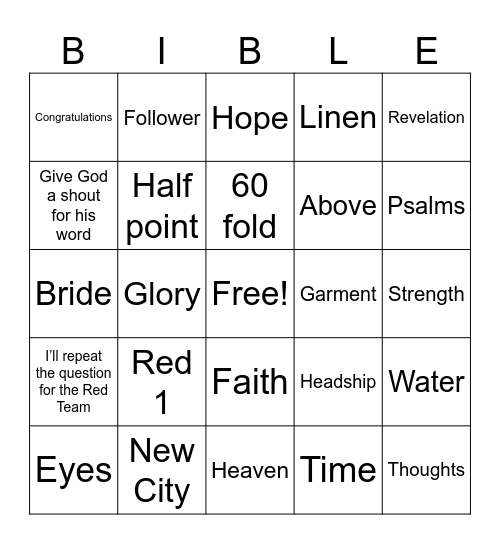 Bible Quiz Bingo Card