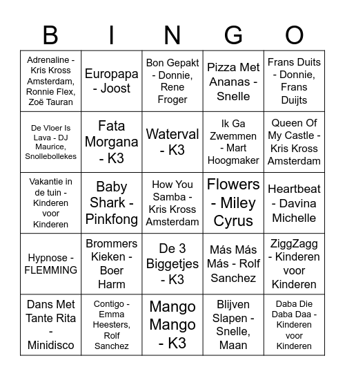 Kinder Bingo Les Charmilles 2024 Bingo Card