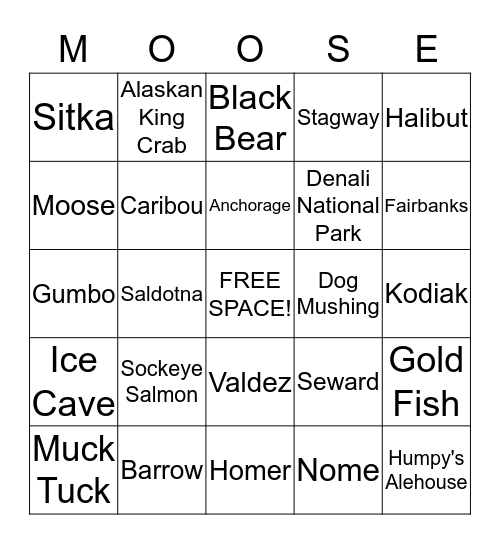 Alaskan Bingo! Bingo Card