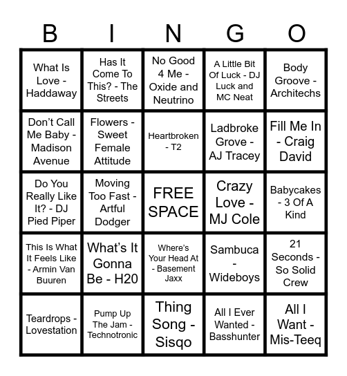 🛞🎙️ MAD DOG MUSIC BINGO - Garage and Dance 🎙️🛞 Bingo Card