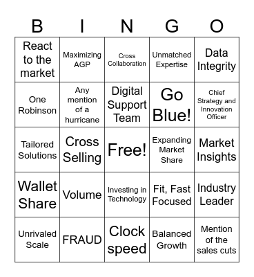 Global Town Hall Bingo Card