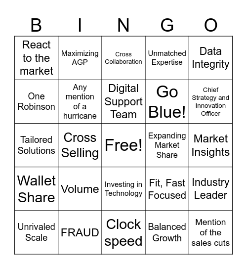 Global Town Hall Bingo Card