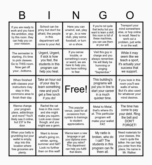 ESCC Orientation Bingo Card