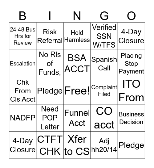 PCC BINGO  Bingo Card