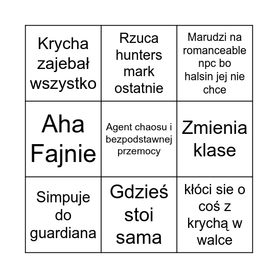 Nati baldur Bingo Card