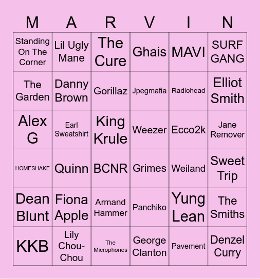 Marvy Elitistfixation Bingo Card