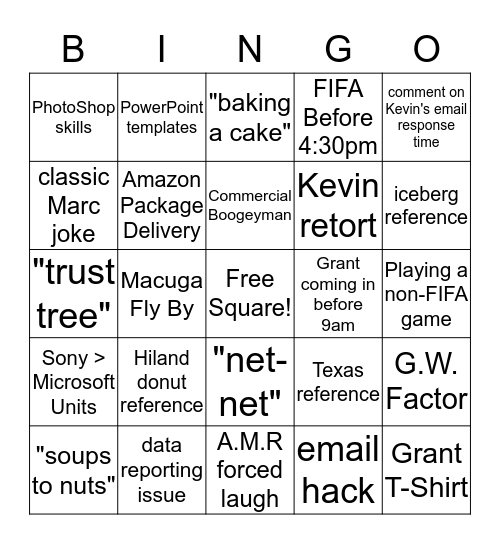 Digital Team Bingo Card Bingo Card