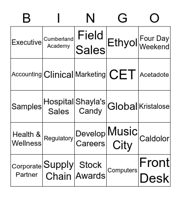 Cumberland Pharmaceuticals Bingo  Bingo Card