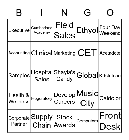 Cumberland Pharmaceuticals Bingo  Bingo Card