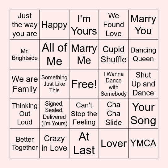 ♥ ♥ ♥ Wedding Bingo ♥ ♥ ♥ Bingo Card