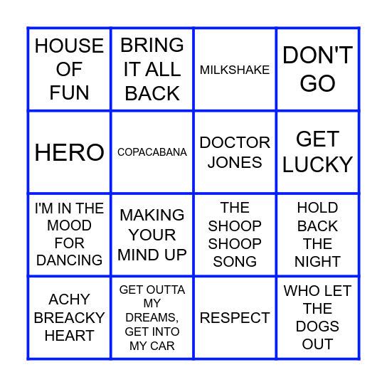 NOW! THAT'S MUSIC Bingo Card