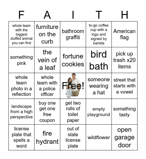 Make sure the whole team is in photos! Bingo Card