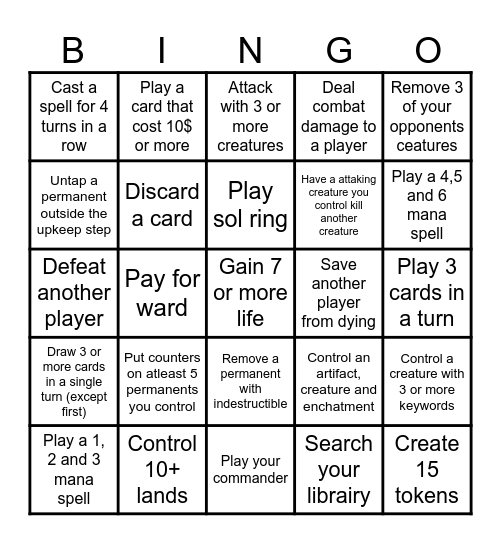 Commander Bingo v1.0 Bingo Card