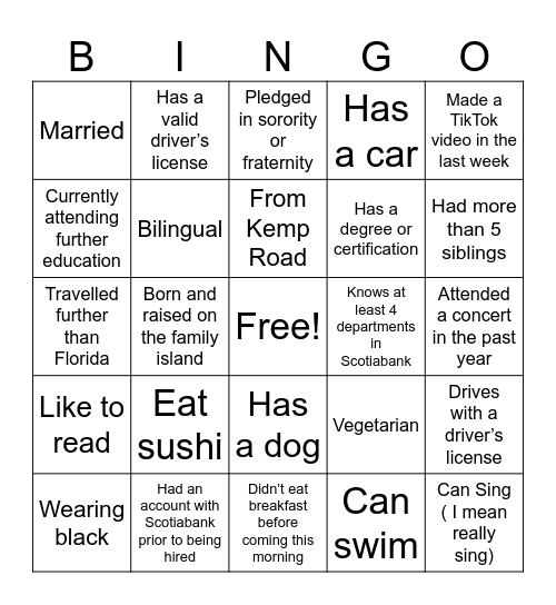Scobingo Card