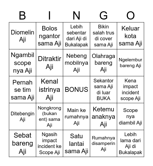 Bingoji Bingo Card