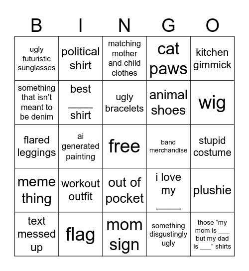 Temu Bingo Card