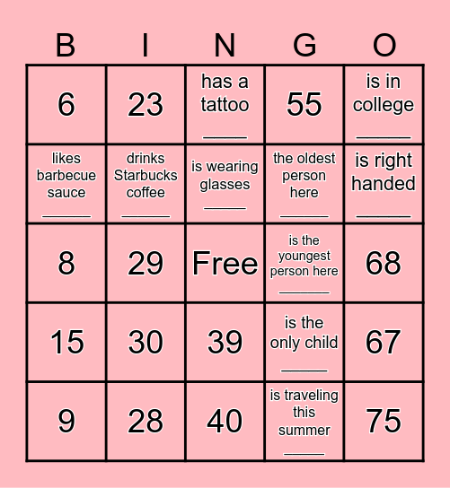 Find the guest bingo; Who... Bingo Card