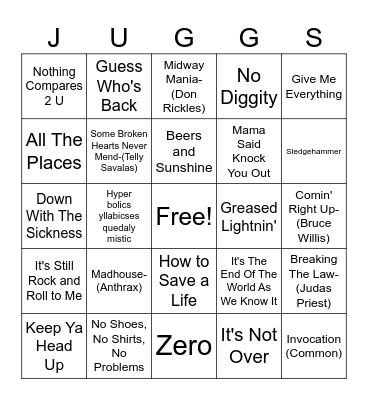 BALD ARTIST BINGO Card