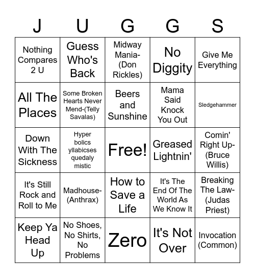 BALD ARTIST BINGO Card