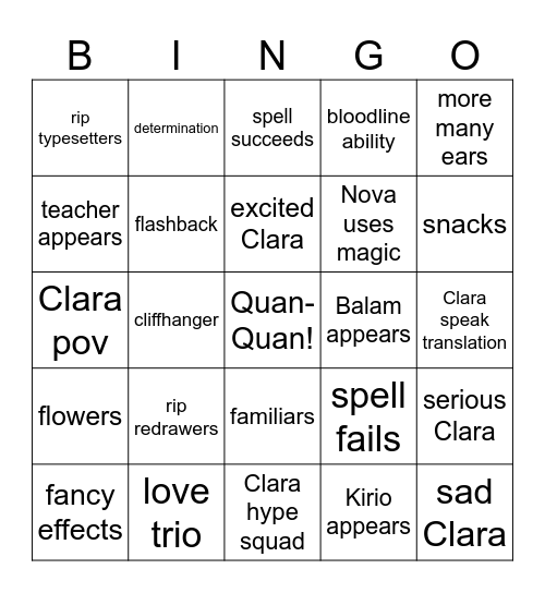 Magic Bingo Card