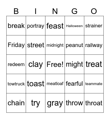 Vowel Teams Bingo Card