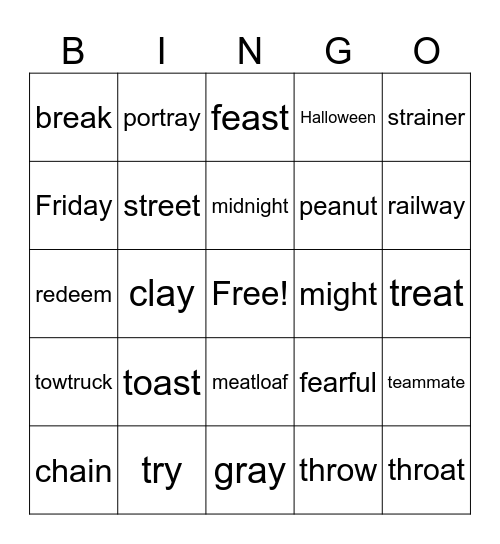 Vowel Teams Bingo Card
