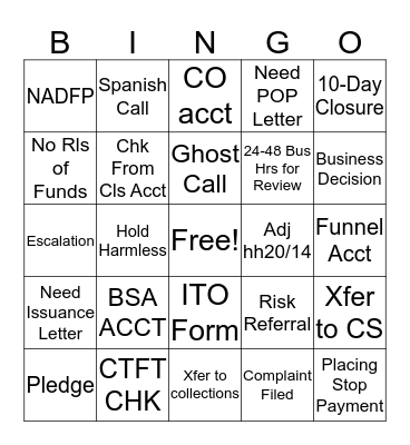 PCC BINGO Card