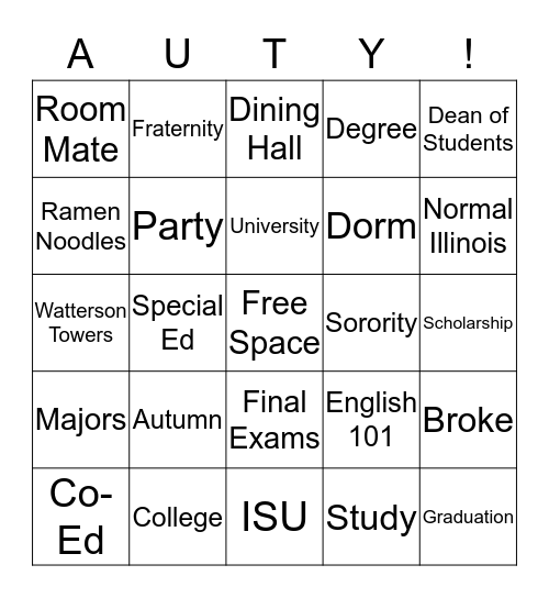 ILLINOIS STATE UNIVERSITY Bingo Card