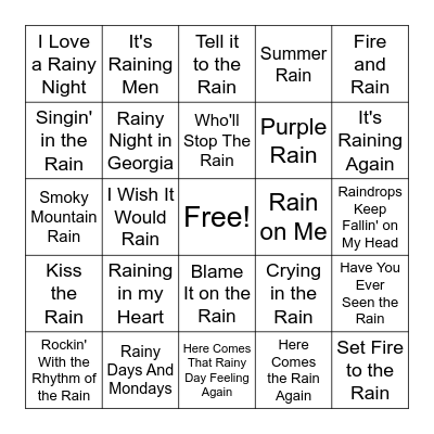 Rain Bingo Card