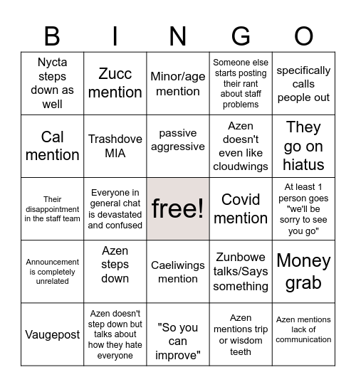 fuckass boingo Bingo Card