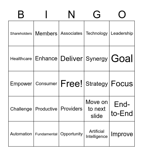 Q2 All Associate Townhall Bingo Card