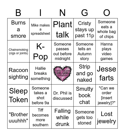 Sacred Siren Camping! Bingo Card