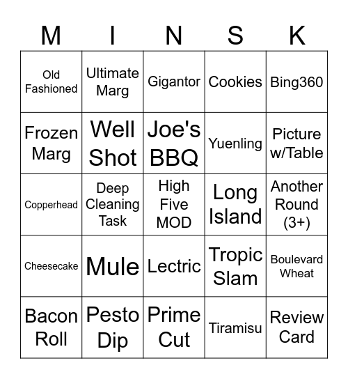 Server Bingo Card