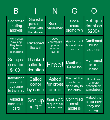 Cultivation Call Listening Bingo Card