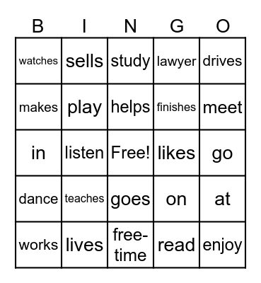 Language Arts #2 Bingo Card