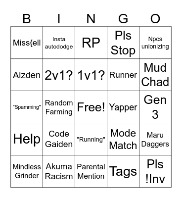 Untitled Bingo Card