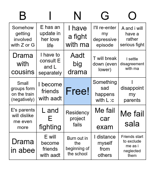 Suspicions Bingo Card