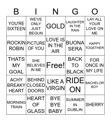 HITS 12 Bingo Card