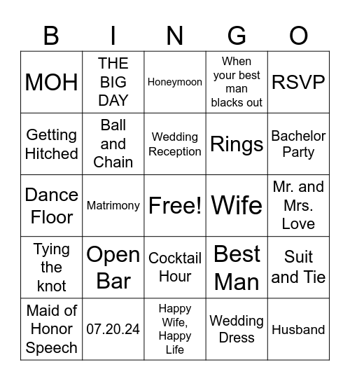 Masons Bach Party! Bingo Card