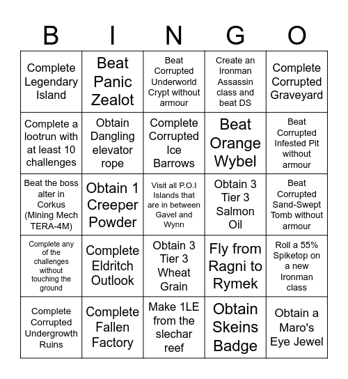 Wynncraft Bingo Card