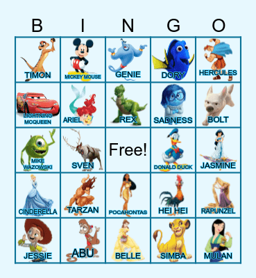 Disney (B) Bingo Card
